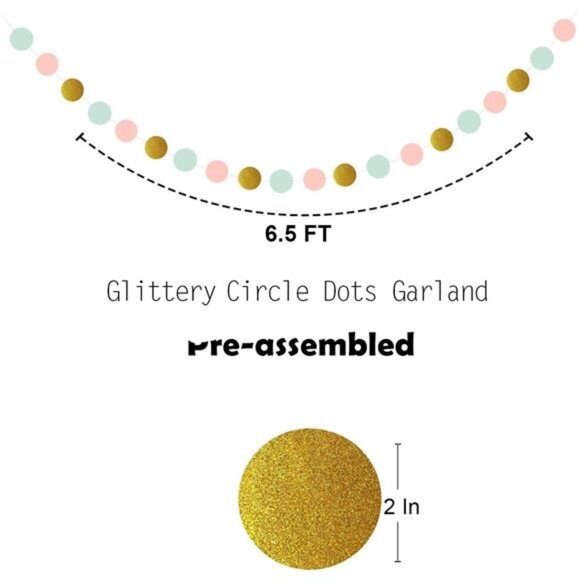 Mint Peach Birthday Party Decorations, Happy Birthday Decoration Set with Banner - Picture 6 of 8